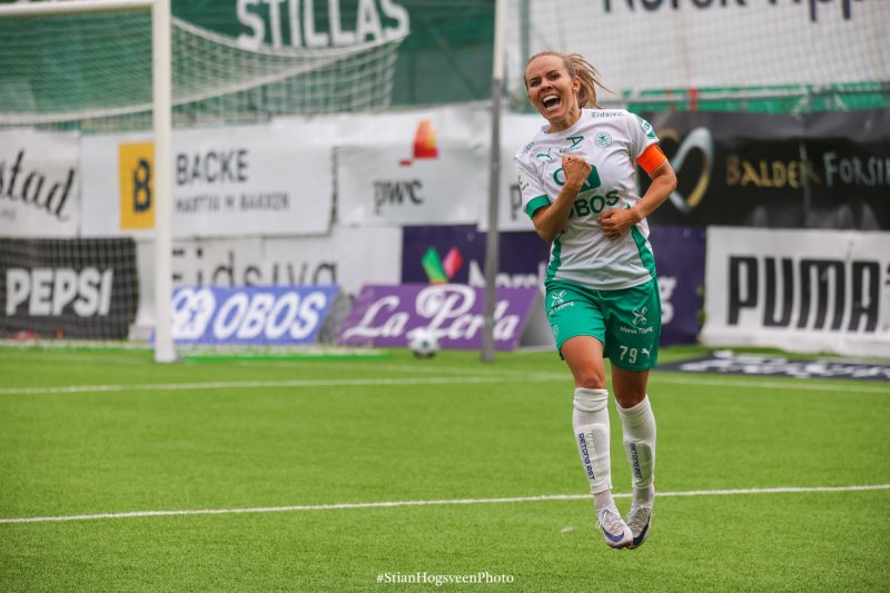 Mina Kjørum har akkurat satt inn sitt første mål etter comebacket. FOTO: Stian Bye Høgsveen